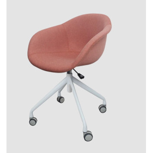 簡約帶輪不鏽鋼布藝休閒辦公椅